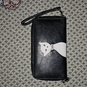 Rosetti accessories Wristlet Wallet back faux leather cat design zip around b4